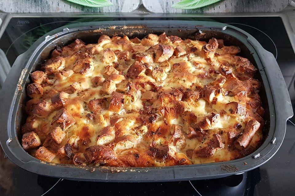 Bayerischer Brezel Auflauf mit Kräutern