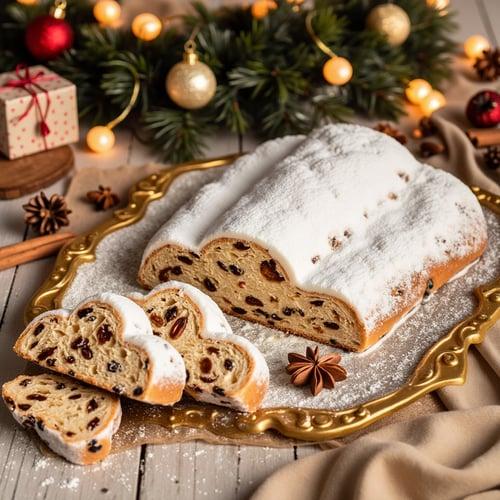 Christstollen mit Puderzucker