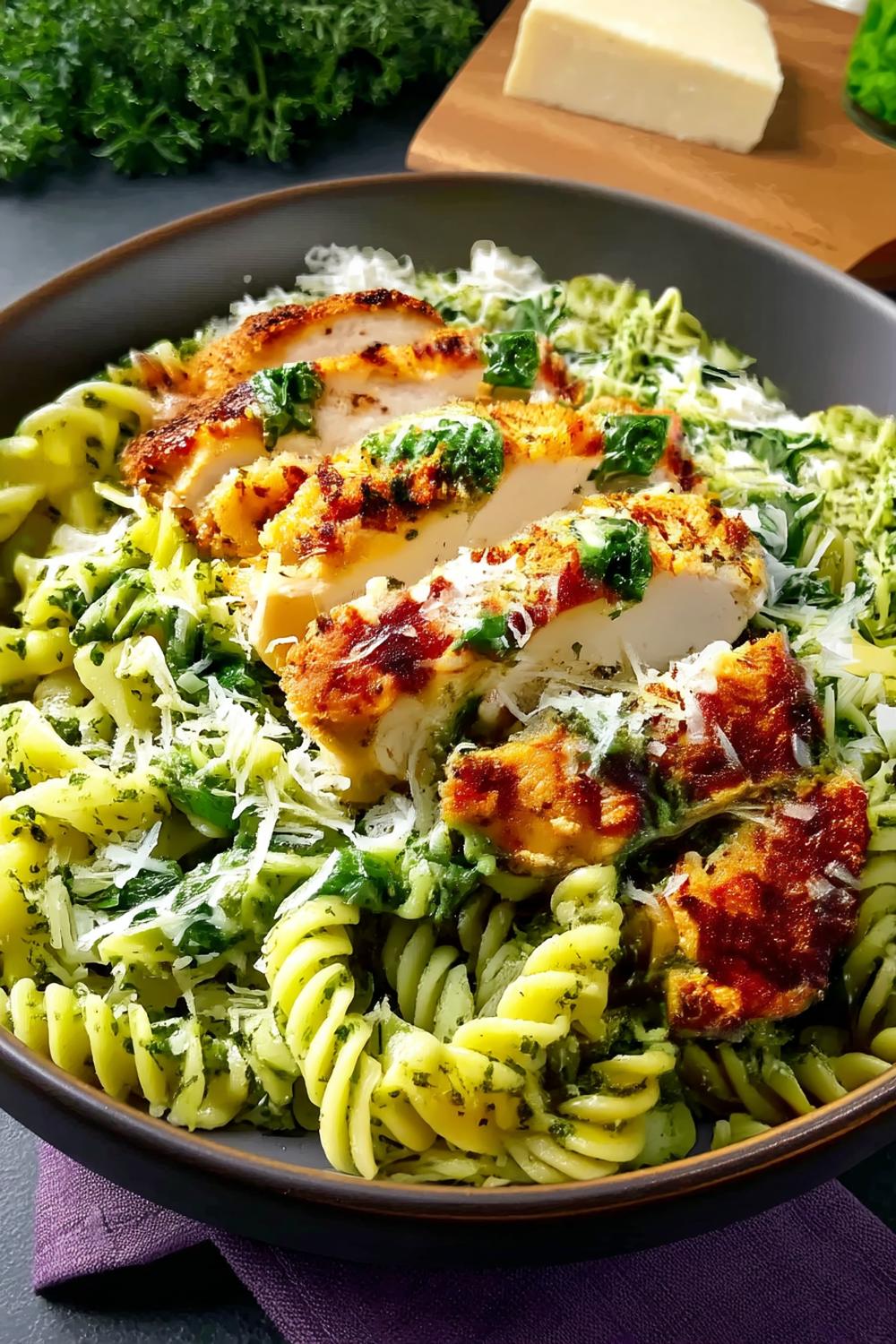 Grüne Fusilli mit Hähnchen