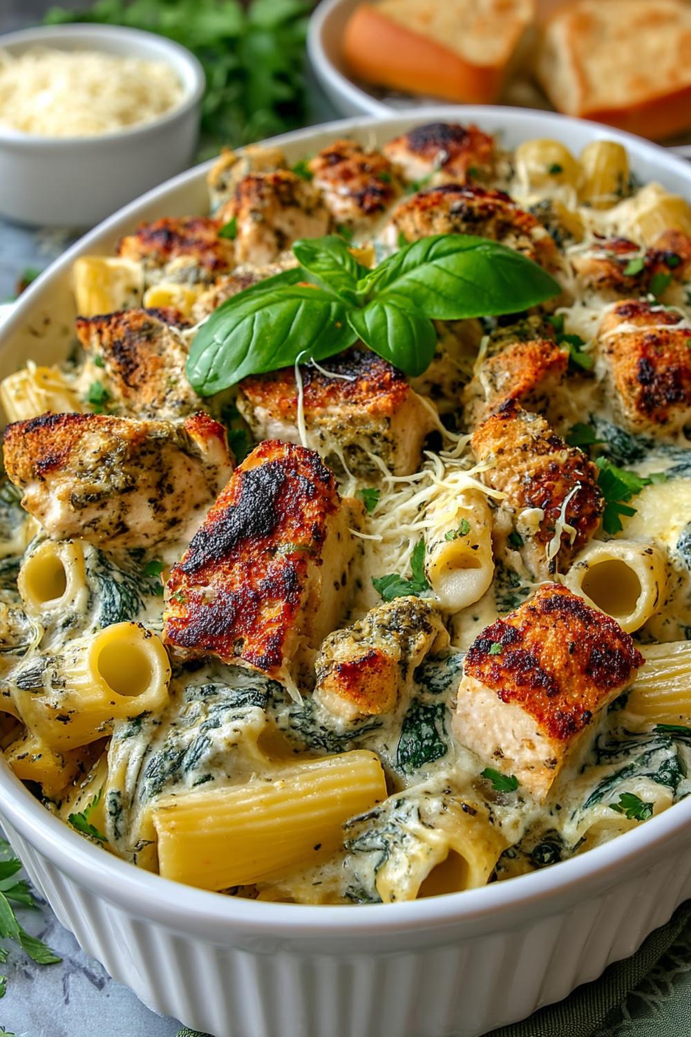 Rigatoni mit Hähnchen-Würfeln