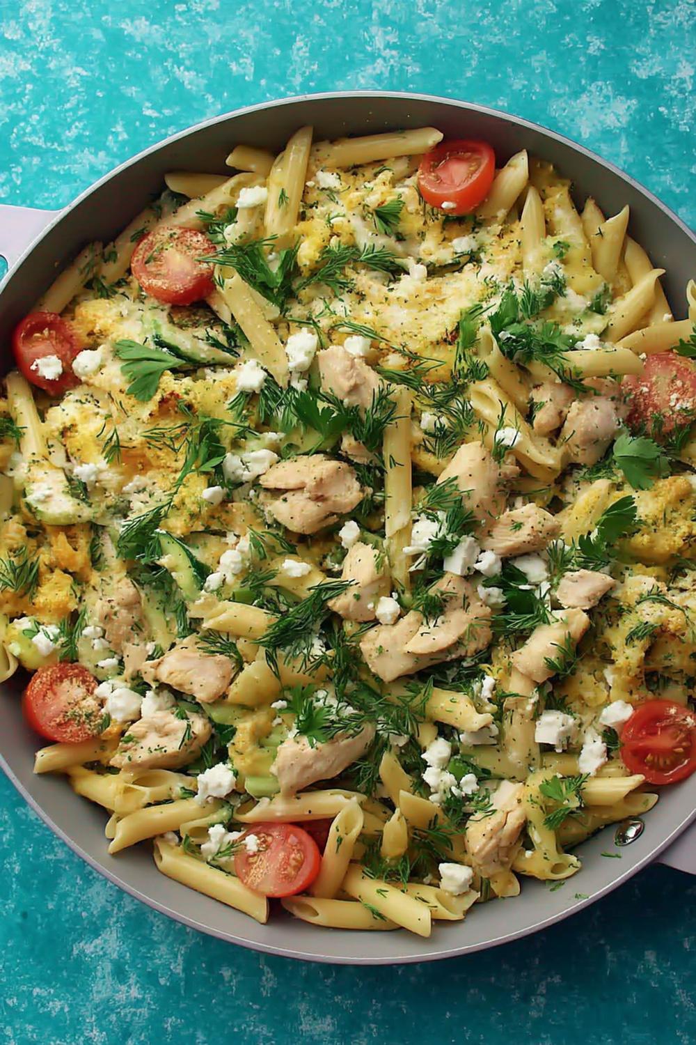 Spaghetti mit Hähnchen-Streifen
