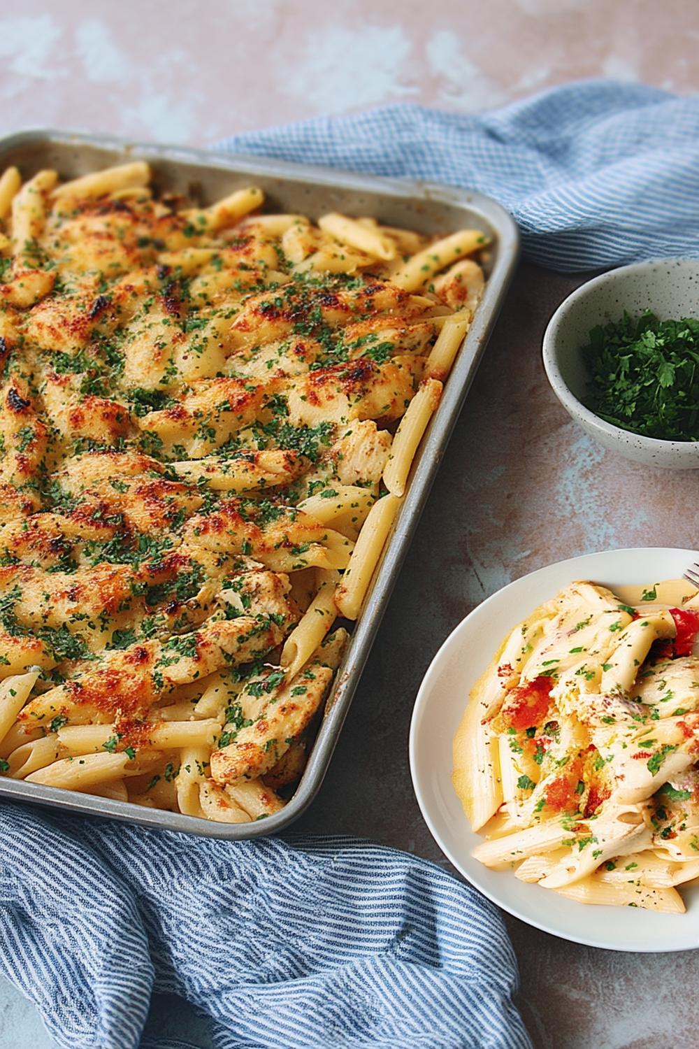 Überbackener Penne-Auflauf
