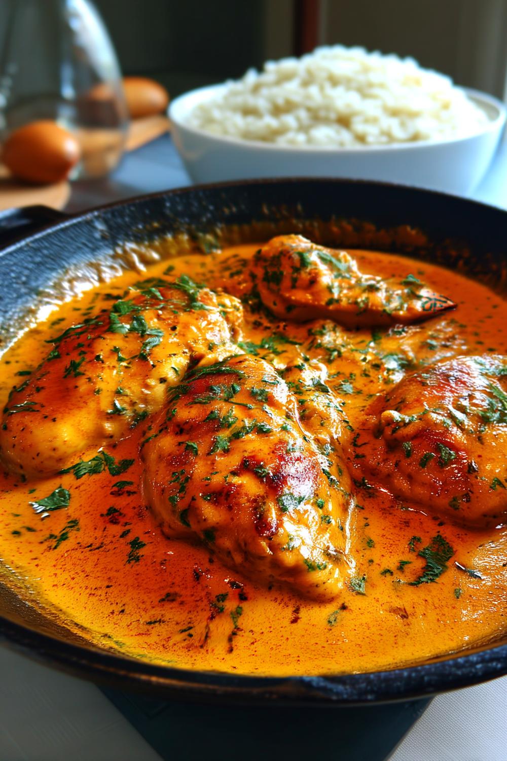 Ganzes Hähnchen in Pfanne