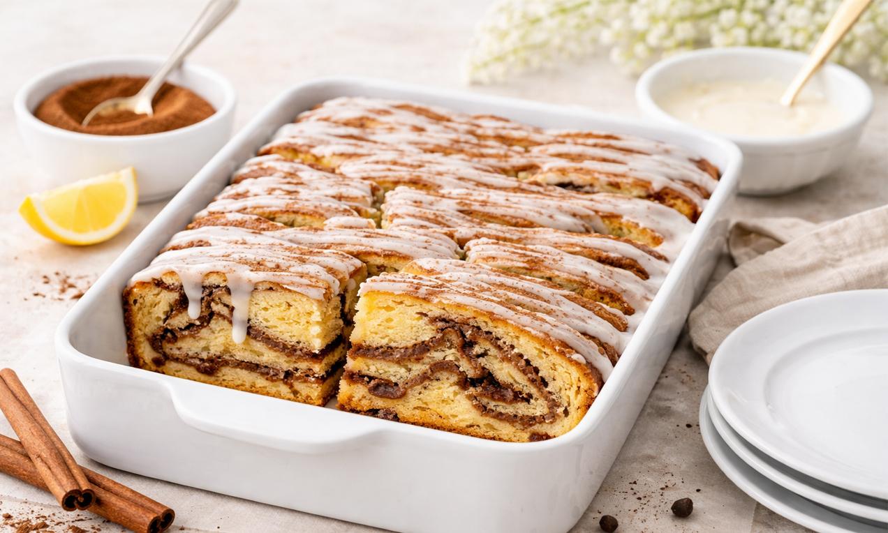 Goldbrauner Zimtschneckenkuchen