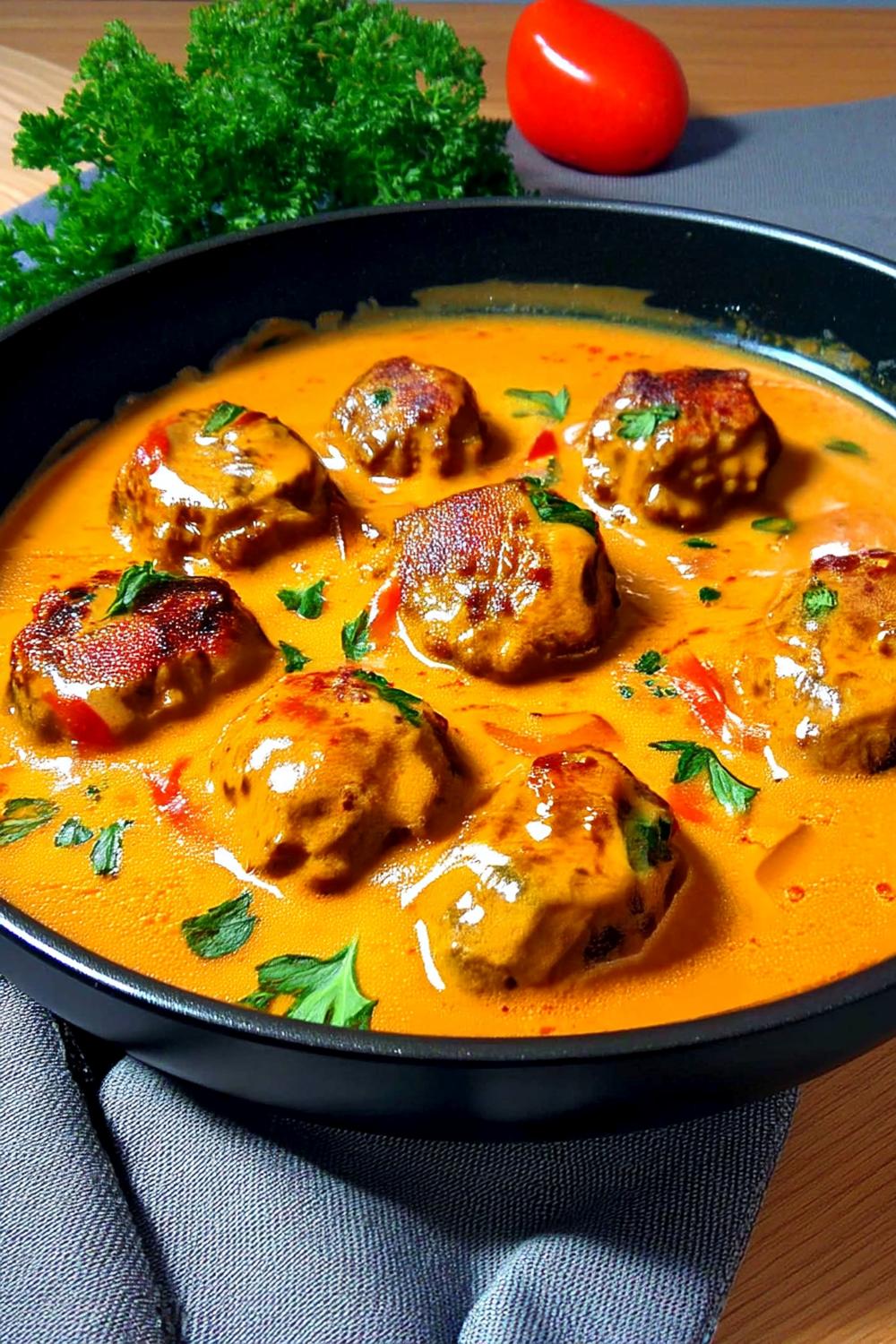 Hackbällchen in Tomaten-Sahne-Sauce