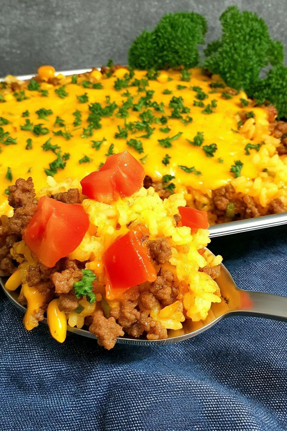 Hackfleisch-Reis-Auflauf goldbraun