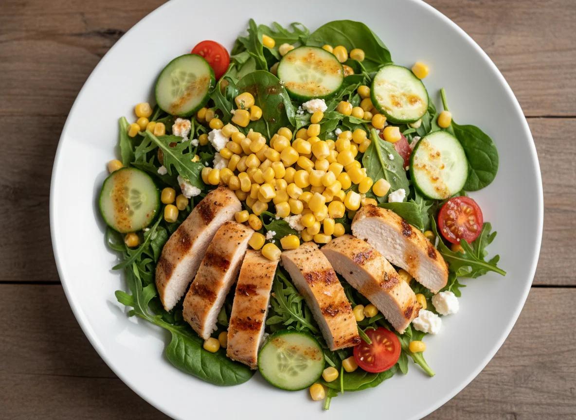 Schneller Hähnchen Mais Salat Mittagessen