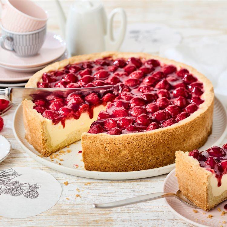 Pudding Schmand Kuchen Himbeeren