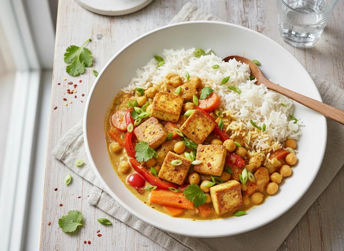 Kichererbsen-Curry mit Tofu und Gemüse