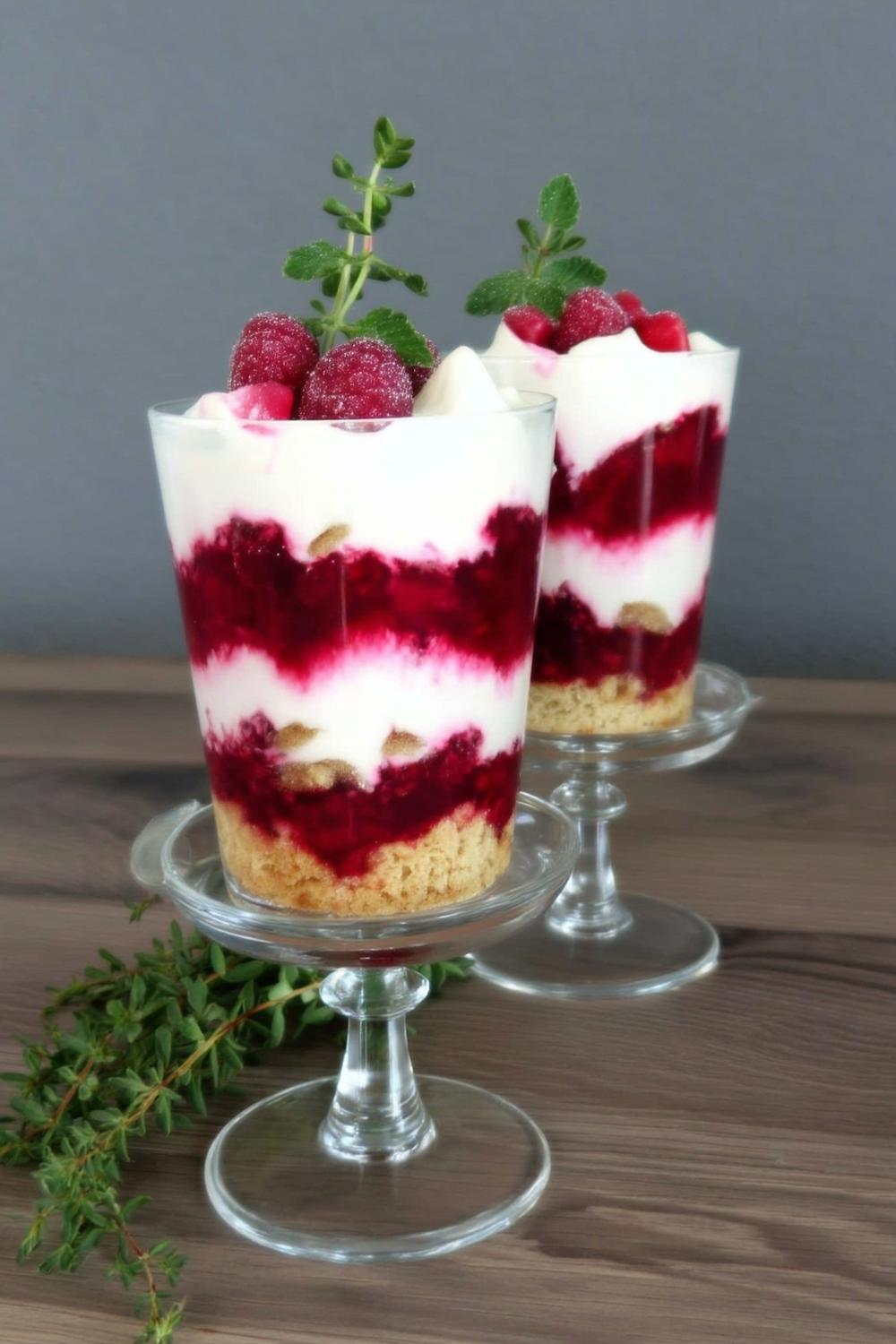 Beeren-Trifle in Stielstielen