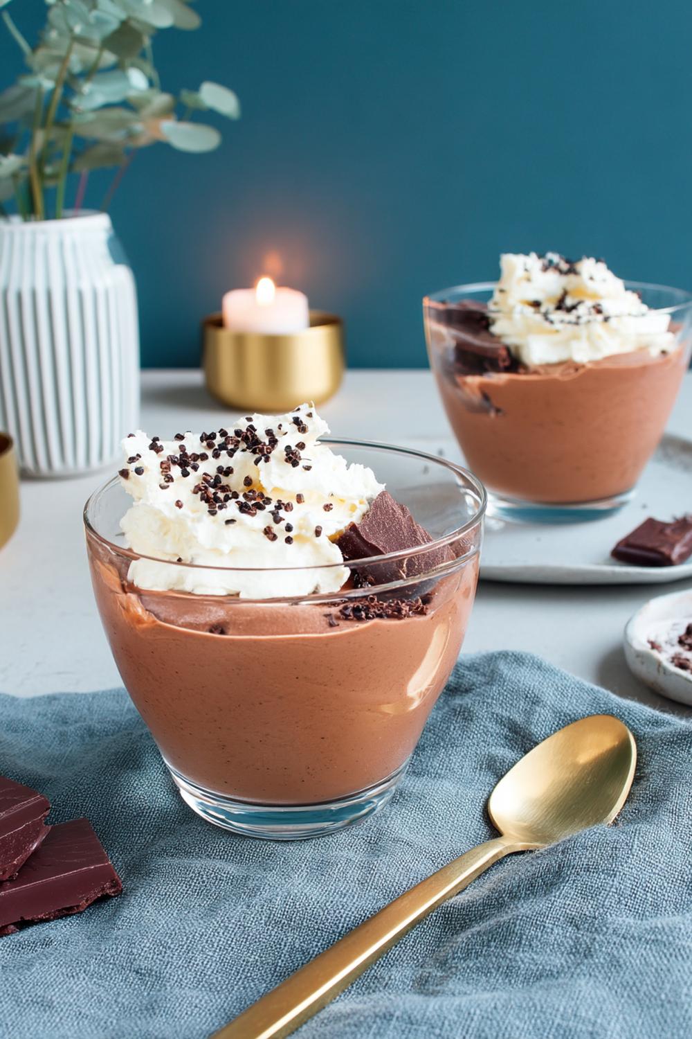 Schokoladen-Mousse mit Sahnehaube
