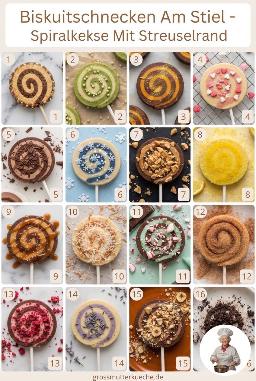 Biskuitschnecken Am Stiel - Spiralkekse Mit Streuselrand