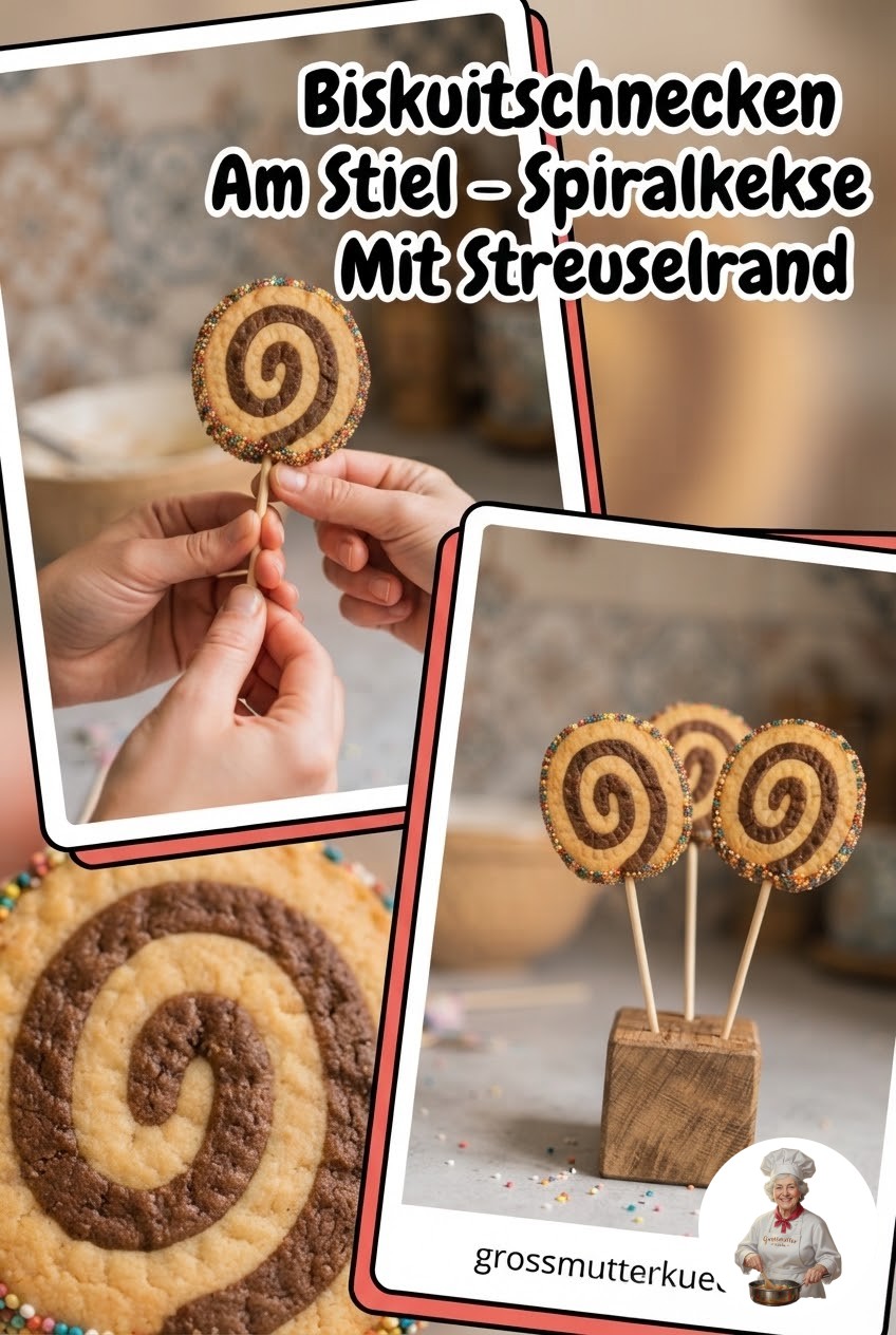 Biskuitschnecken Am Stiel - Spiralkekse Mit Streuselrand