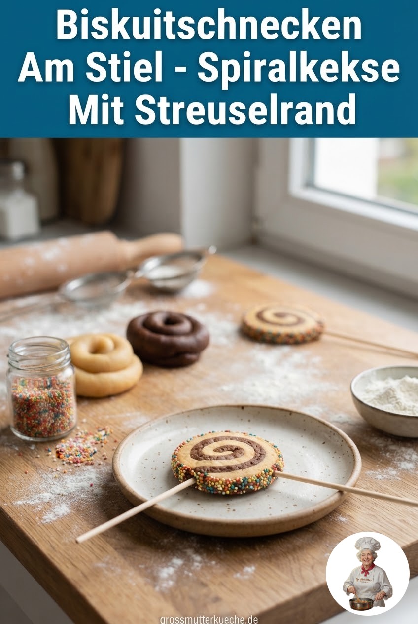 Biskuitschnecken Am Stiel - Spiralkekse Mit Streuselrand