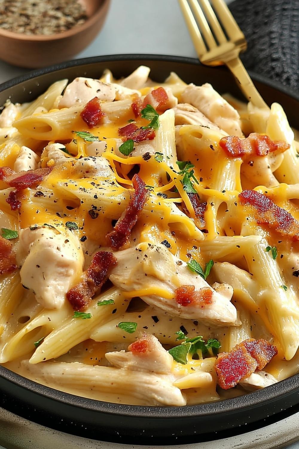 Penne mit Speck-Käse