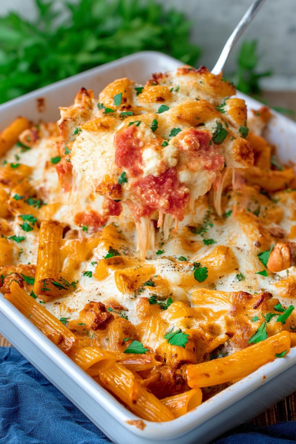 Überbackene Penne-Auflauf