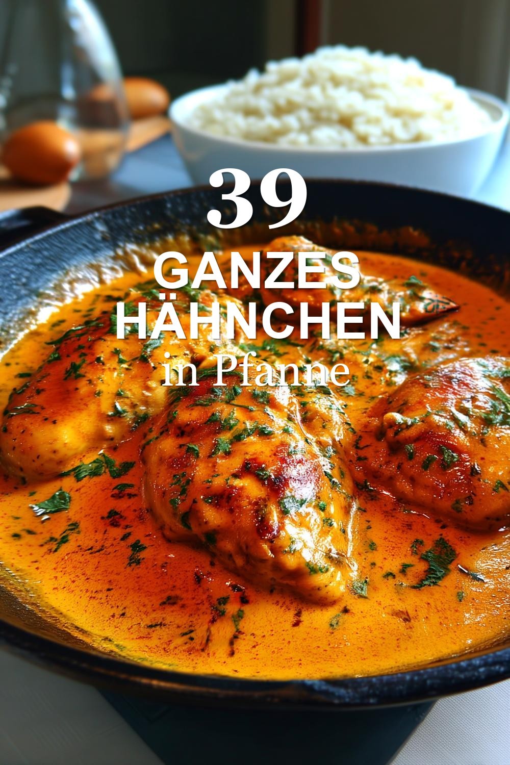 Ganzes Hähnchen in Pfanne