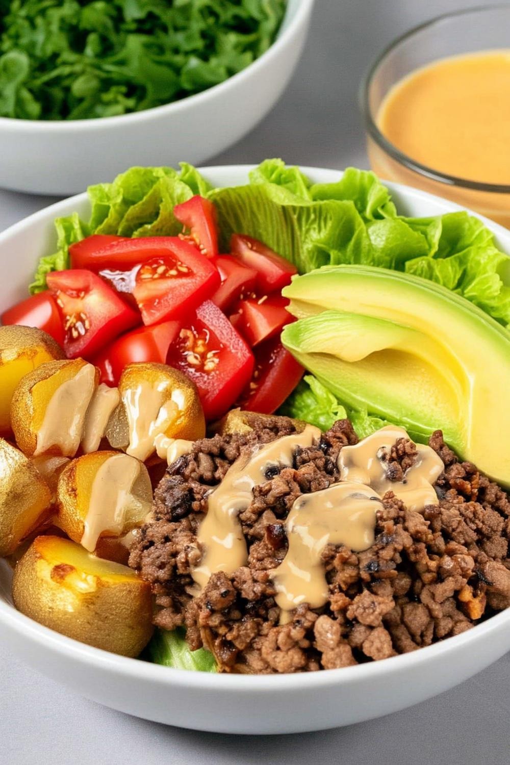 Bunte Hackfleisch-Avocado-Kombination