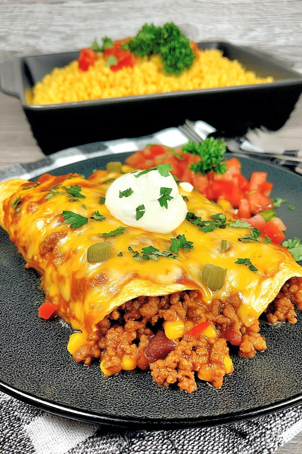 Überbackene Enchiladas mit Käse