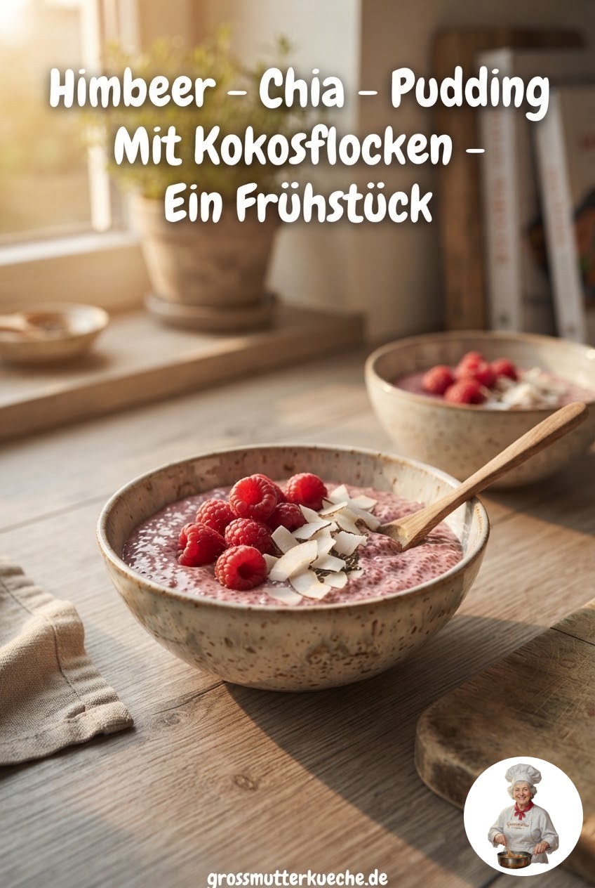 Himbeer - Chia - Pudding Mit Kokosflocken - Ein Frühstück,
