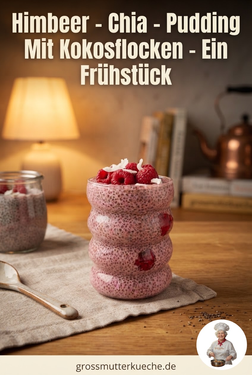 Himbeer - Chia - Pudding Mit Kokosflocken - Ein Frühstück,