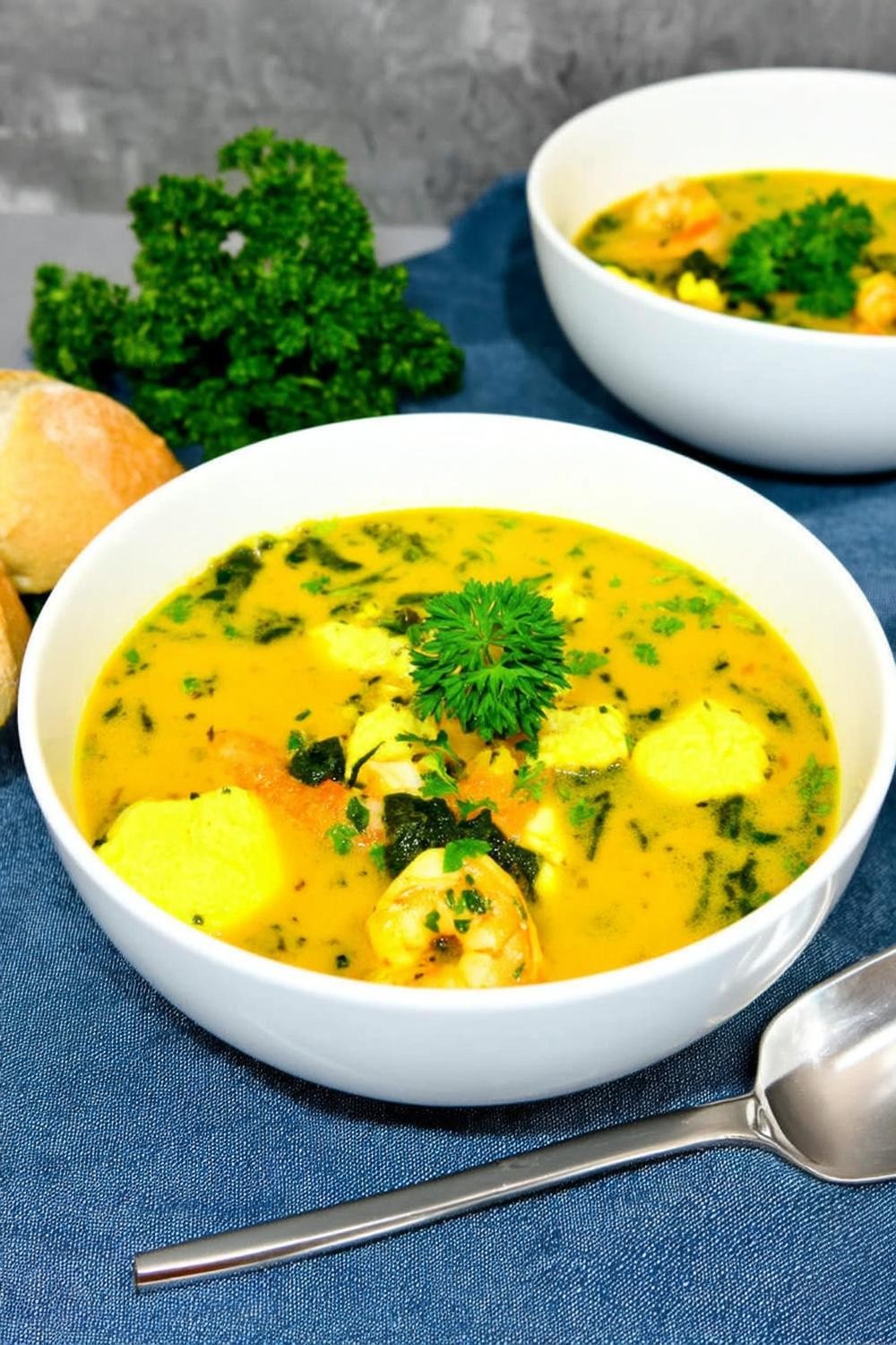 Cremige Kartoffelsuppe mit Klößchen