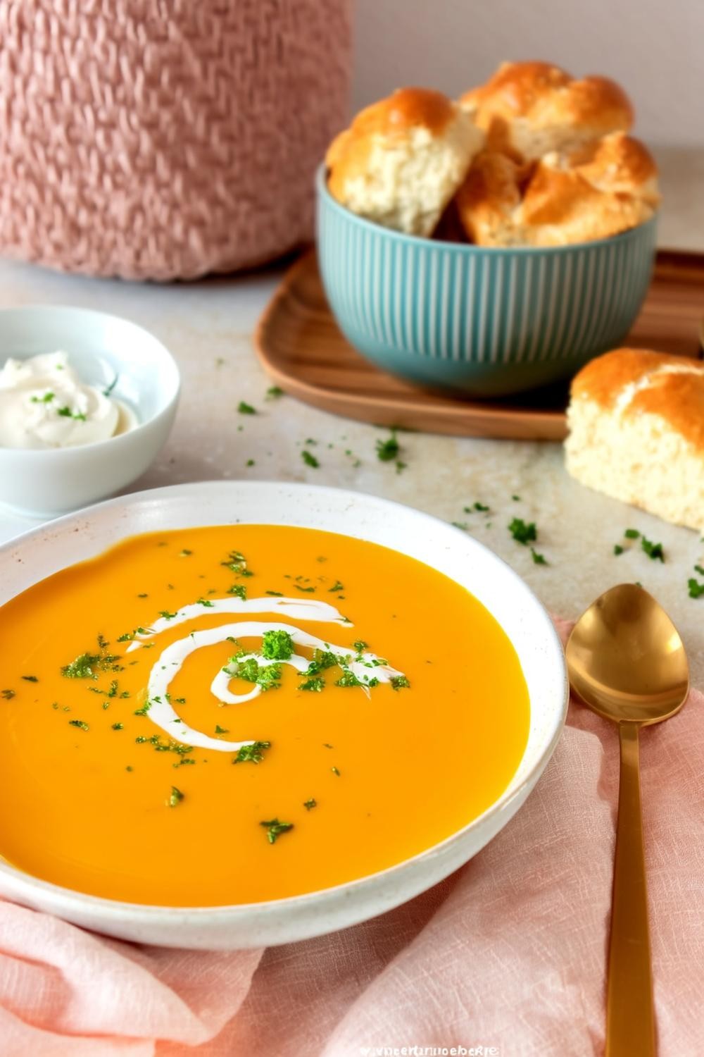 Cremige Kürbissuppe mit Sahne