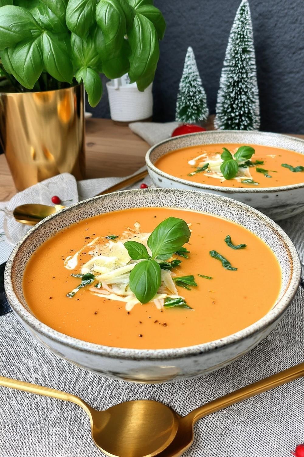 Elegante Tomatencremesuppe