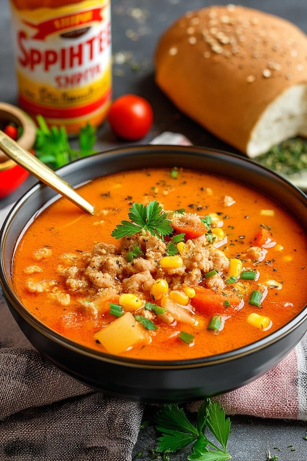 Herzhafte Gemüse-Hackfleisch-Suppe