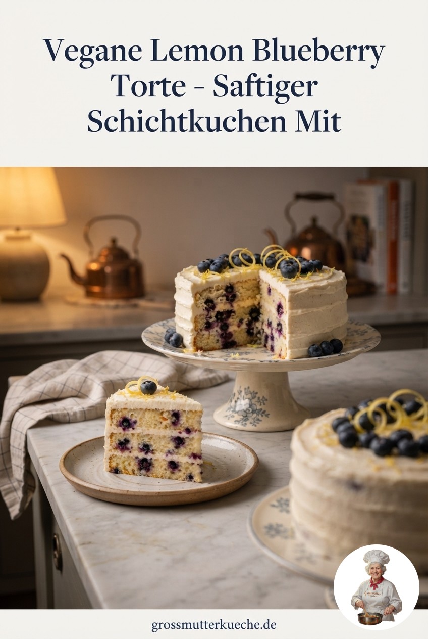 Vegane Lemon Blueberry Torte - Saftiger Schichtkuchen Mit