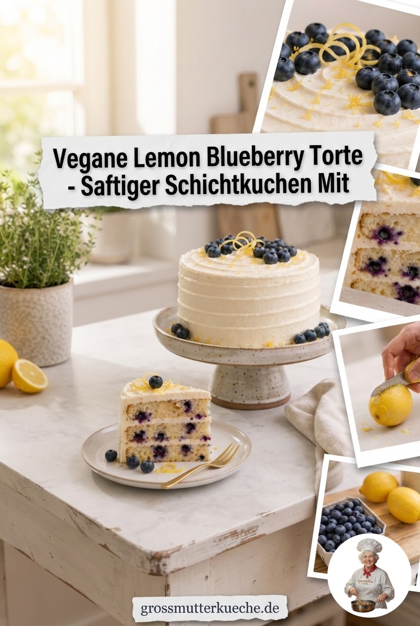Vegane Lemon Blueberry Torte - Saftiger Schichtkuchen Mit