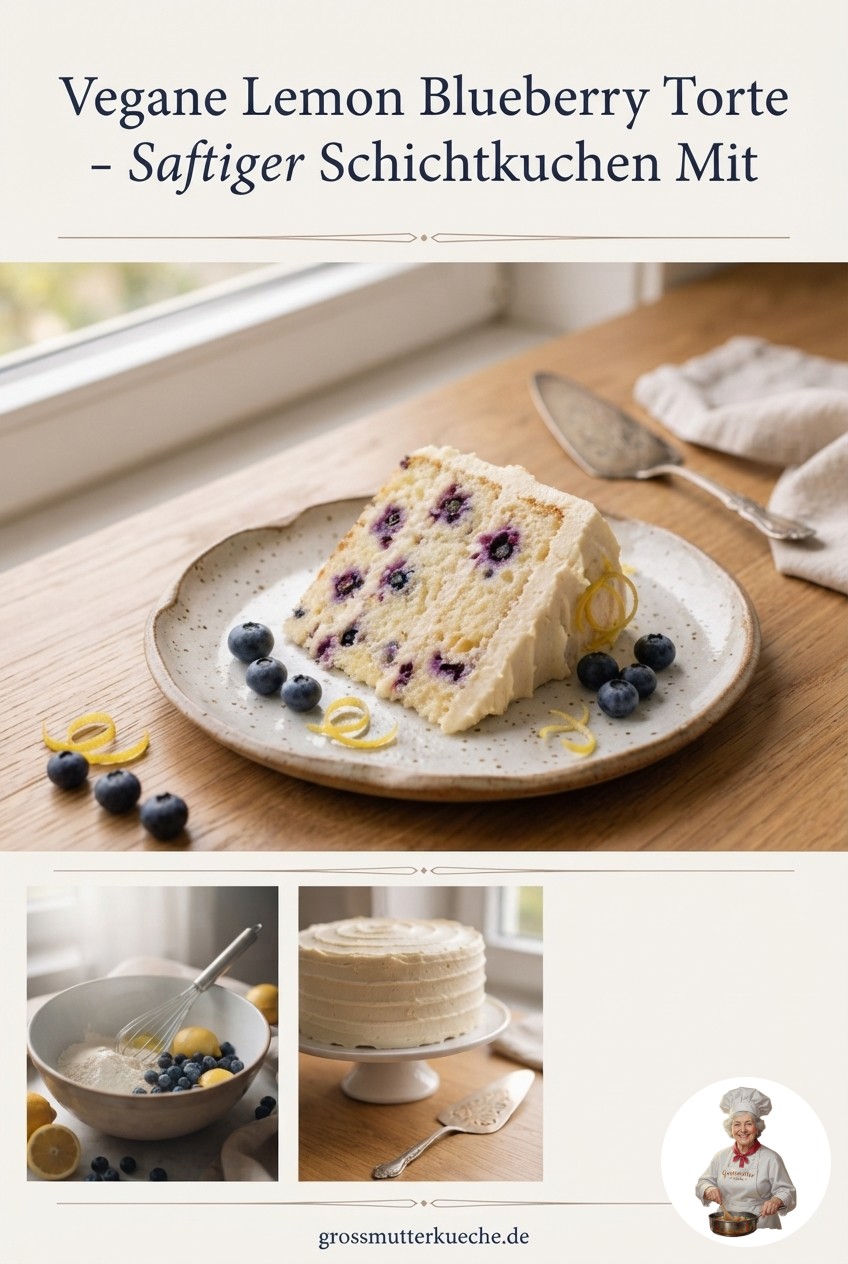 Vegane Lemon Blueberry Torte - Saftiger Schichtkuchen Mit