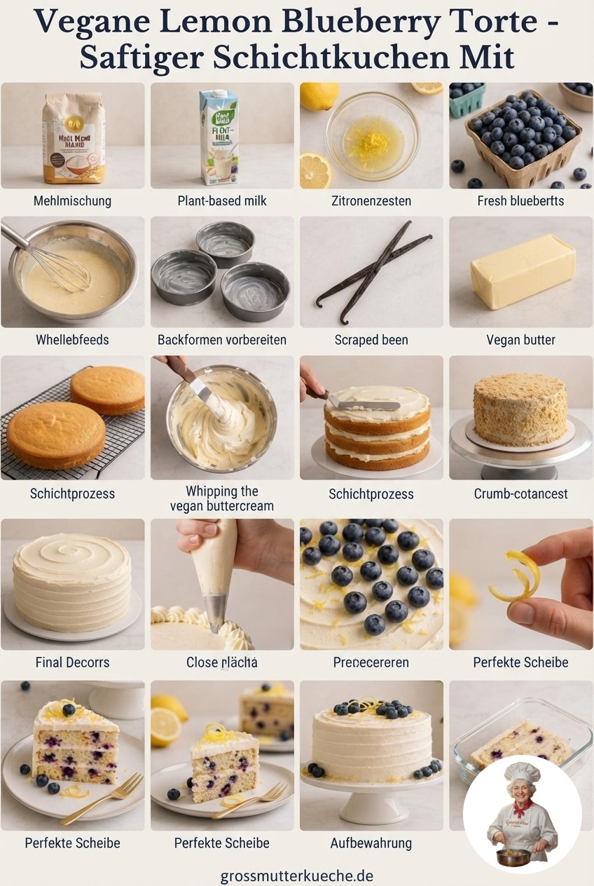 Vegane Lemon Blueberry Torte - Saftiger Schichtkuchen Mit