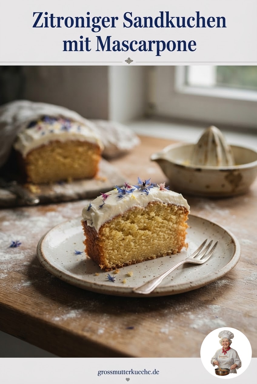 Zitroniger Sandkuchen mit Mascarpone