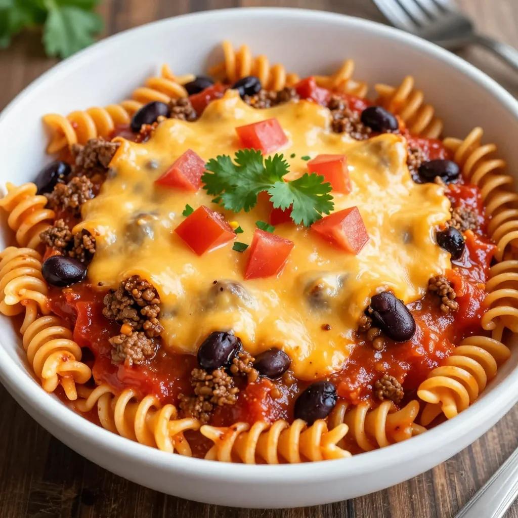 Proteinreiche Taco-Pasta mit Bohnen selber kochen