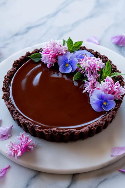 14. Schoko-Avocado-Creme-Tarte für Kuchen Rezepte einfach ohne backen mit dunklem Glanz