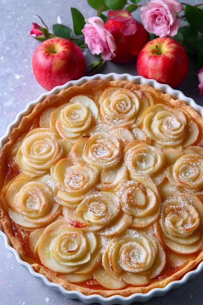 15. Apfel-Mandel-Tarte mit Rosettenmuster für for kuchen backen rezepte apfel ideas
