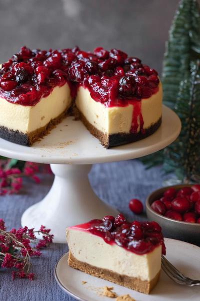 6. Lebkuchen-Käsekuchen mit Cranberry-Topping für for weihnachts rezepte backen kuchen ideas