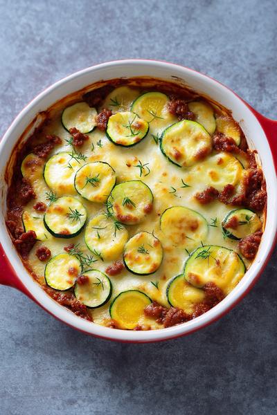 15. Zucchini-Kartoffel-Schiffchen with Zucchini Rezepte mit Hackfleisch und Kartoffeln und Parmesan-Kruste