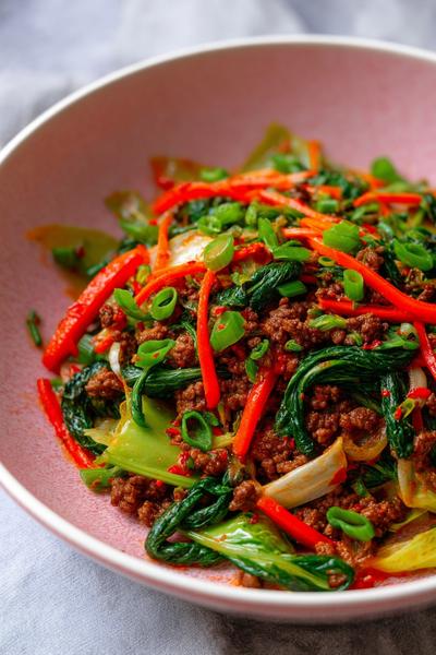 25. Chinakohl-Kartoffel-Hash with Chinakohl Rezepte mit Hackfleisch und Kartoffeln und knusprigen Kartoffelwürfeln