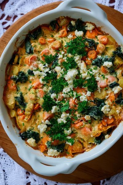 10. Kartoffel-Karotten-Auflauf mit Spinat und Feta for rezepte mit karotten und kartoffeln ideas