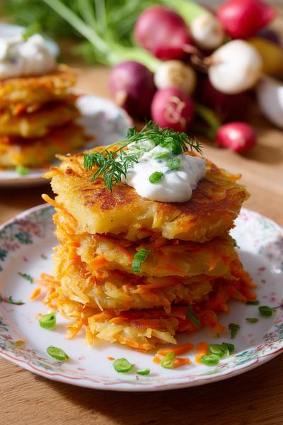 5. Kartoffel-Karotten-Rösti mit Kräuterquark for rezepte mit karotten und kartoffeln ideas