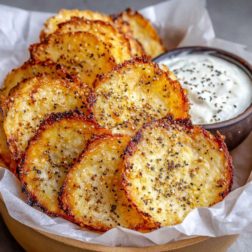 Extra krosse Cottage Cheese Chips mit Dip als herzhafter Low-Carb-Snack