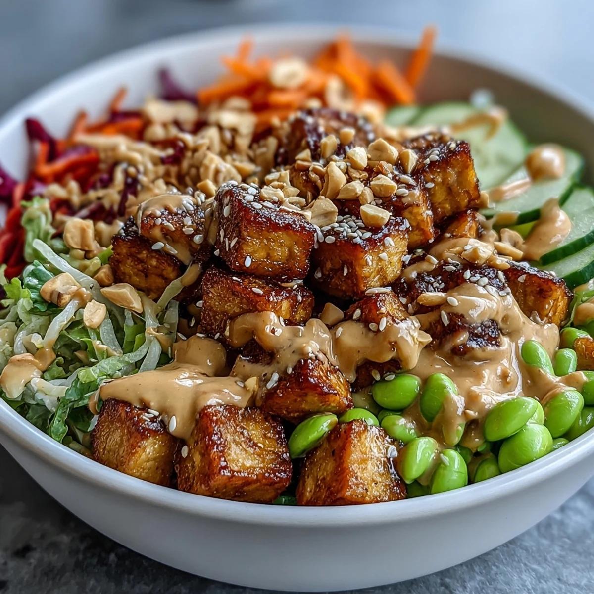 Tofu-Erdnuss-Bowl mit Edamame