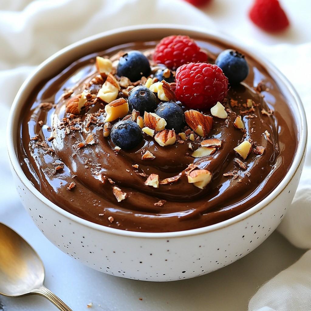 Protein Schokopudding mit Beeren und Nüssen