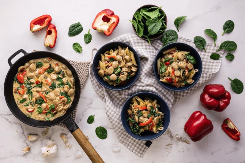 Vegane Pasta mit Gemüse Varianten