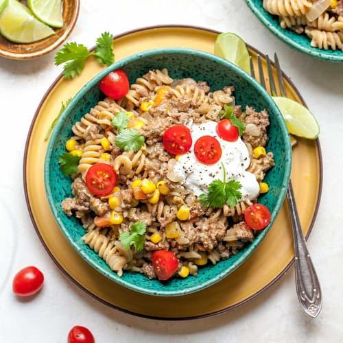 Vollkornnudeln als Taco-Pasta Basis