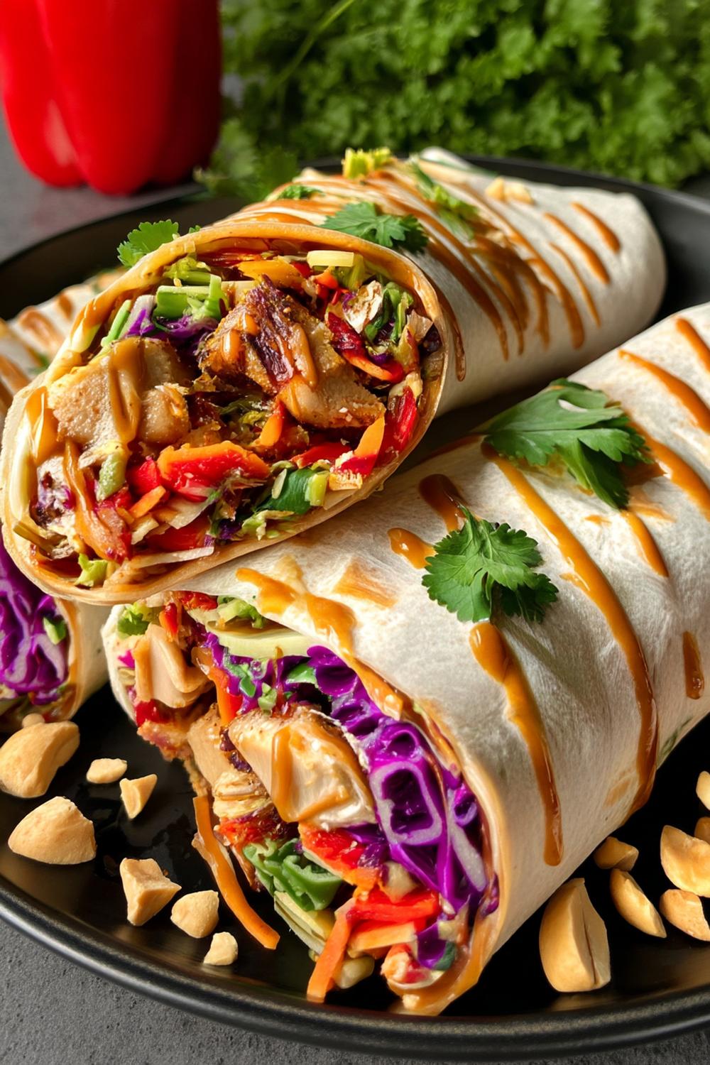 Asiatische Gemüse-Erdnuss Wraps