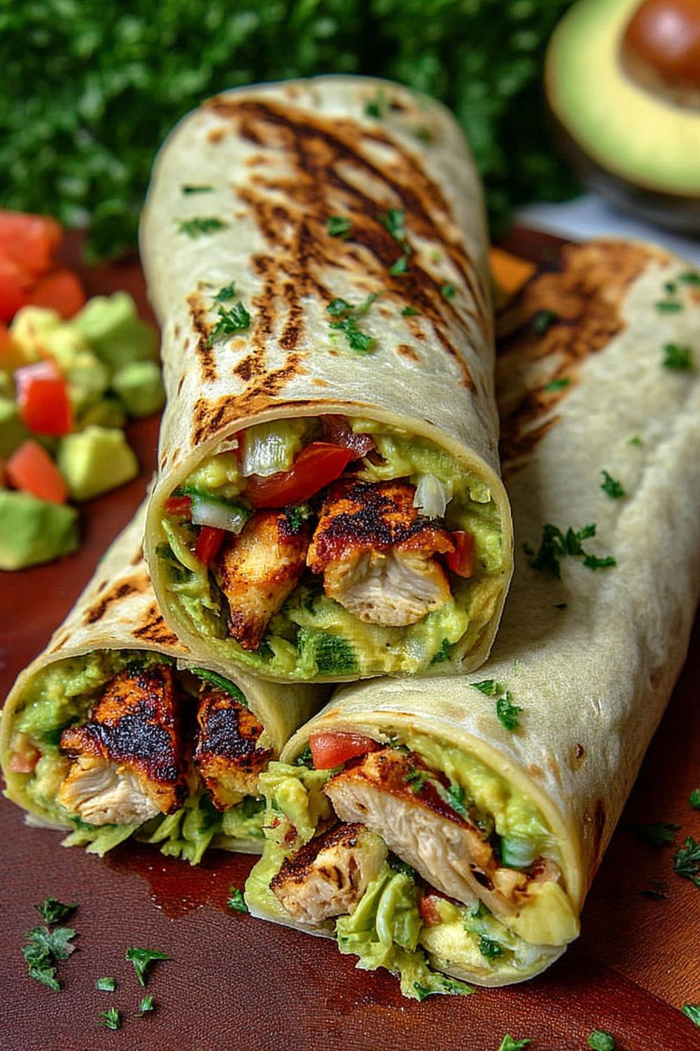 Avocado-Hähnchen Power Wraps
