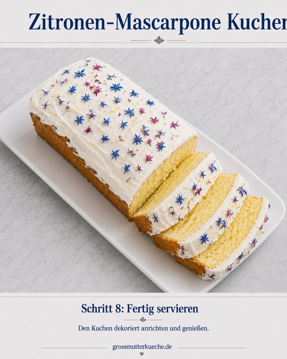 Zitronen-Mascarpone Kuchen - Saftiger Kastenkuchen